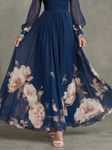 Ziva | Pleated Sheer Sleeves Maxi Dress | The Bellemont Sisters Australia