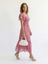 Odette | Off Shoulder Floral Smocked Midi Dress | The Bellemont Sisters Australia