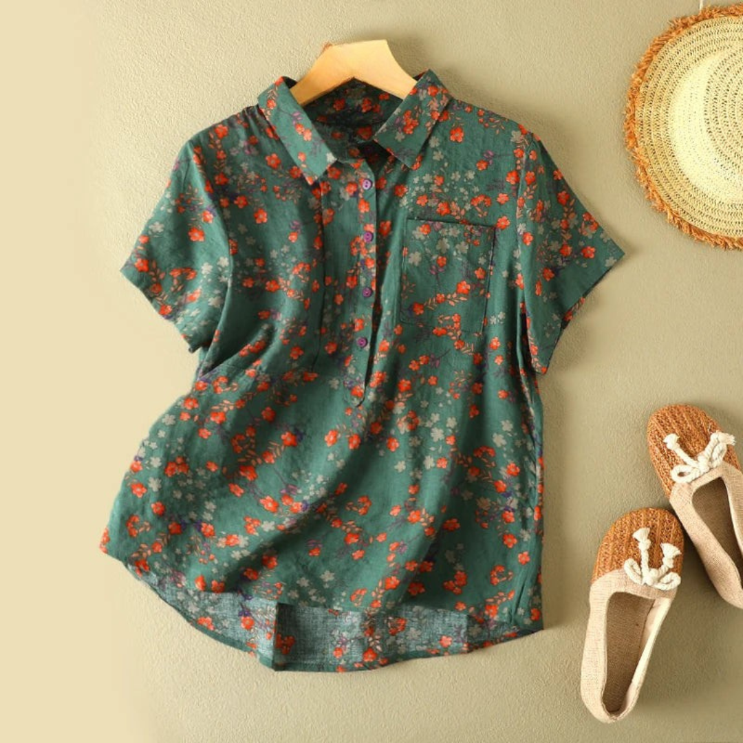 Olive™ Vintage Floral Summer Shirt – Green | The Bellemont Sisters Australia