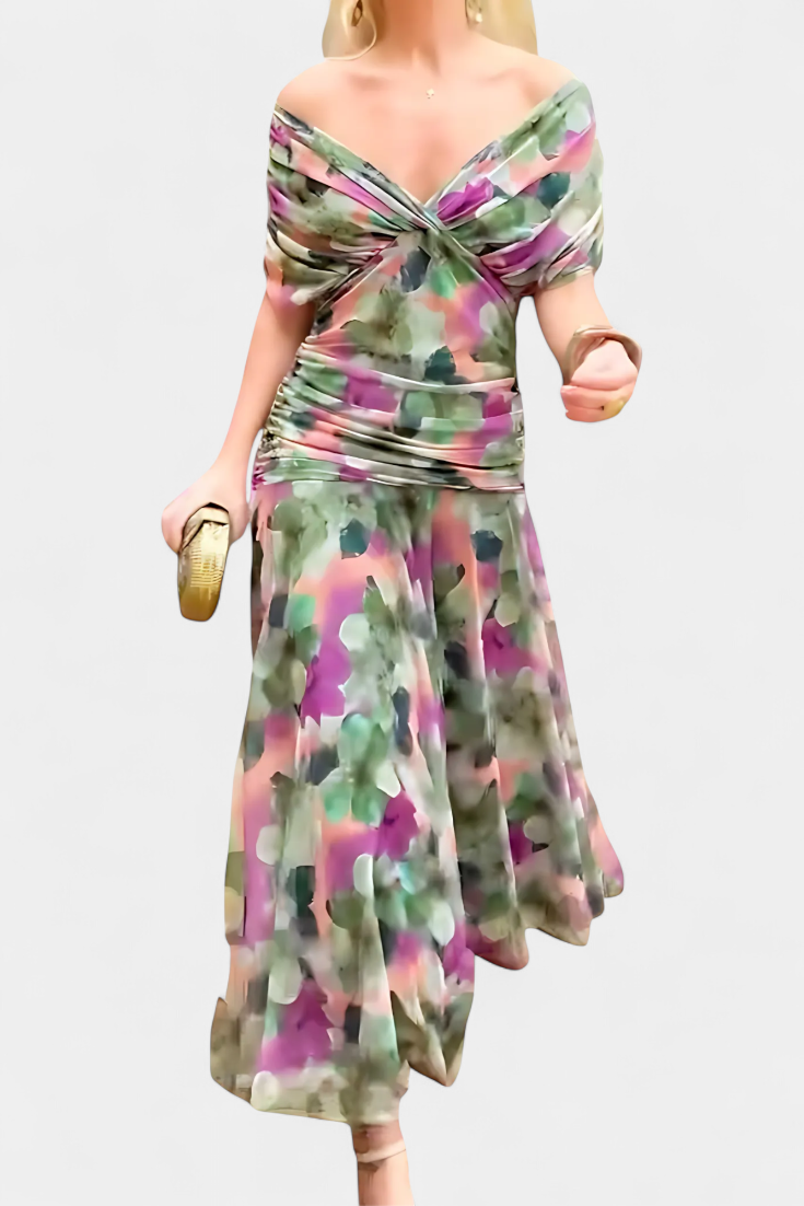 Alondra™ | Long Floral Dress with V-Neck | The Bellemont Sisters Australia
