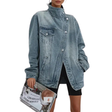 SKYE™ – Vintage Washed High Neck Asymmetric Jacket | The Bellemont Sisters Australia