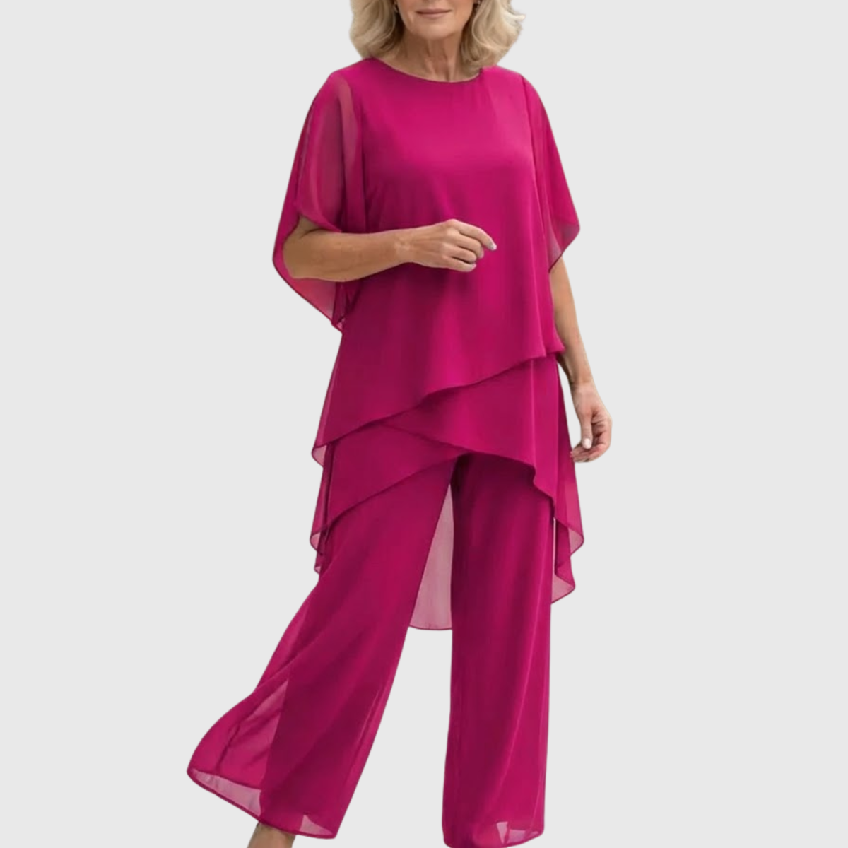 Linda | Suit with draped palazzo pants – Pink | The Bellemont Sisters Australia