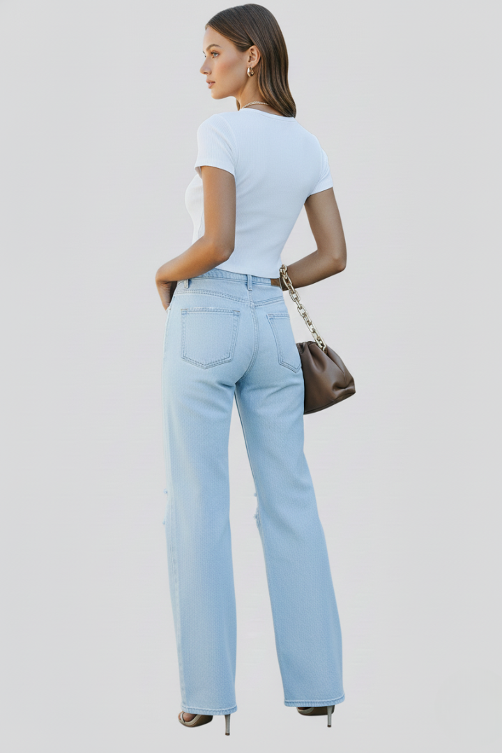 Kimberly | Women’s Wide-Leg Distressed High-Waist Jeans | The Bellemont Sisters Australia