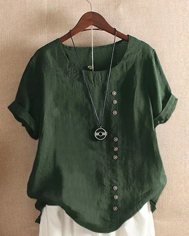 Ella | Women’s Casual Button Detail Linen Blouse – Green | The Bellemont Sisters Australia