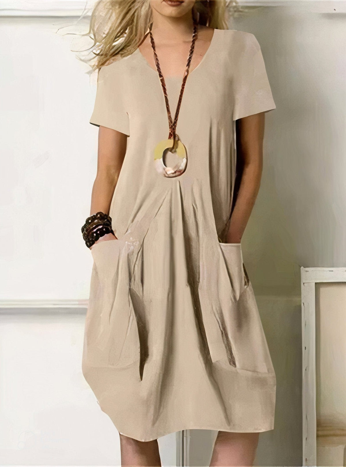 Kwani | Easy Casual Flow Dress – Beige | The Bellemont Sisters Australia