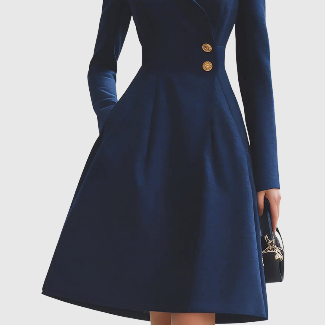 Eleanor | Navy Tailored Fit Coat Dress | The Bellemont Sisters Australia