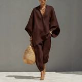 Batwing Sleeve V-Neck Lounge Set – Coffee | The Bellemont Sisters Australia