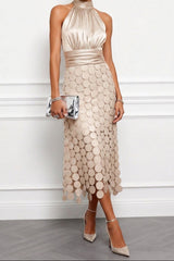 Celine | Elegant Midi Dress For Ceremonies – Champagne | The Bellemont Sisters Australia