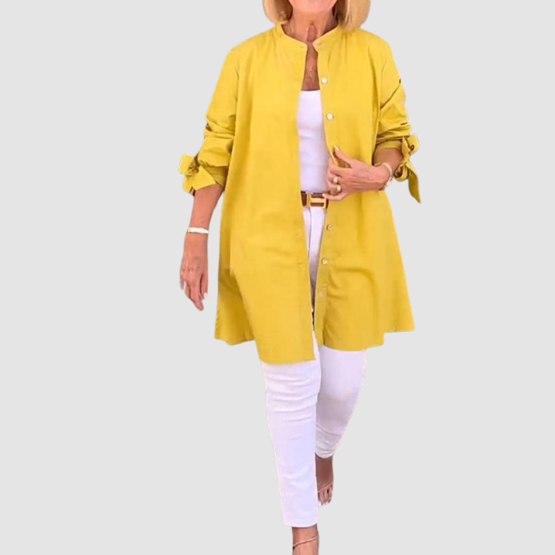Kris™ Solid Color Casual Long-Sleeve Shirt – Yellow | The Bellemont Sisters Australia