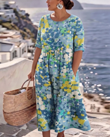ELENA™ - ELEGANT FLORAL SUMMER MIDI DRESS | The Bellemont Sisters Australia
