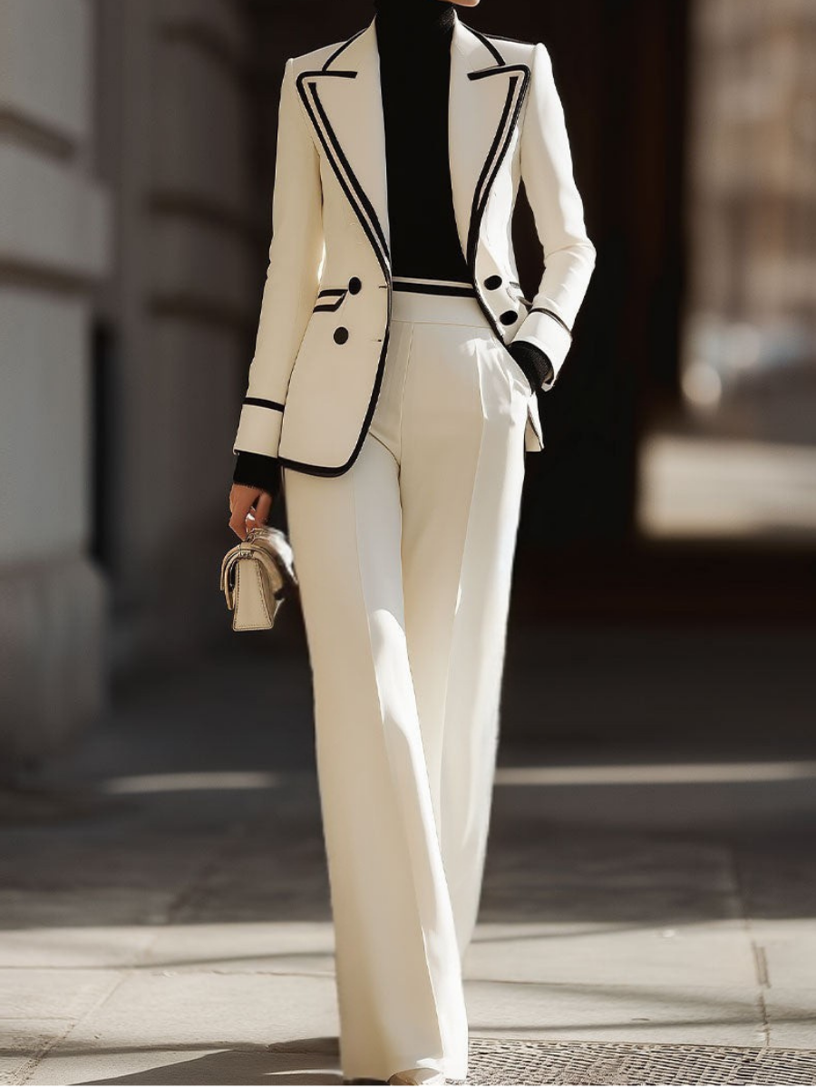 Marissa | Double Breasted Suit Set – White | The Bellemont Sisters Australia