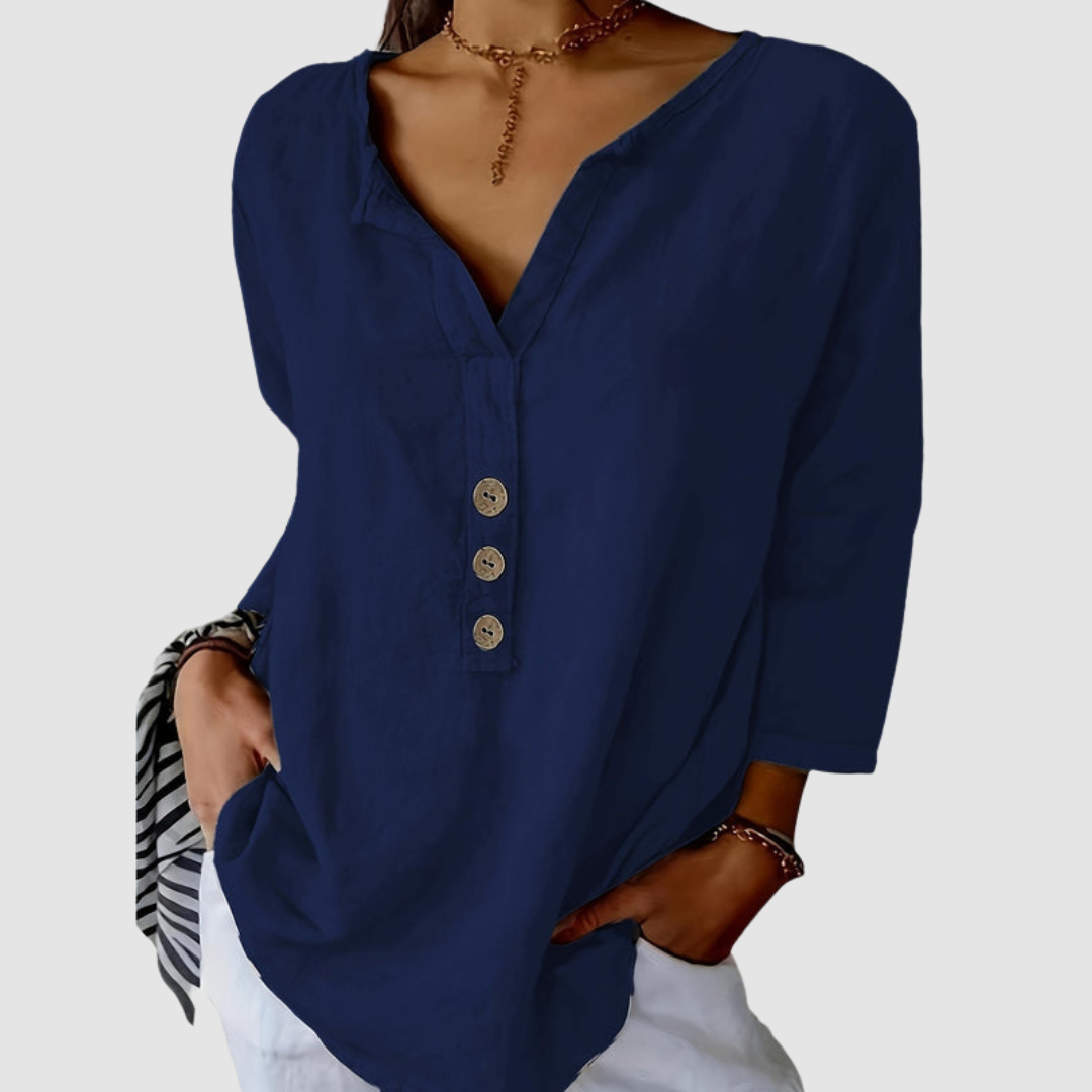 Melisa™ Casual Cotton & Linen Blouse | The Bellemont Sisters Australia