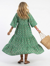 Fiora | Floral Print V Neck Tiered Midi Dress | The Bellemont Sisters Australia