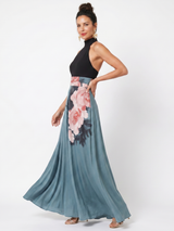 Olympas | Halter Bodice Floral Skirt Maxi Dress | The Bellemont Sisters Australia
