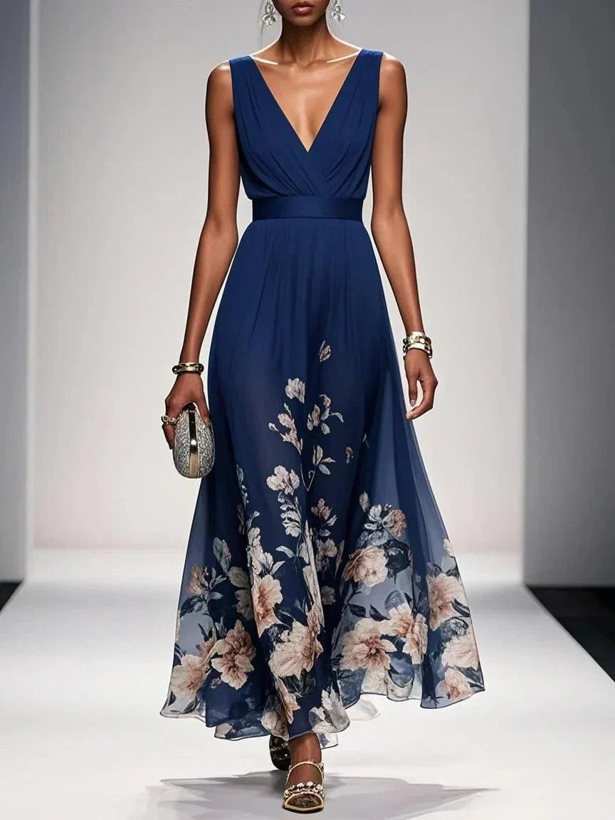 Isabella | Women's Floral Print Wedding Guest Dress – Navy Blue | The Bellemont Sisters Australia