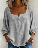 Diane | Square Neck Lantern Sleeve Shirt – Gray | The Bellemont Sisters Australia