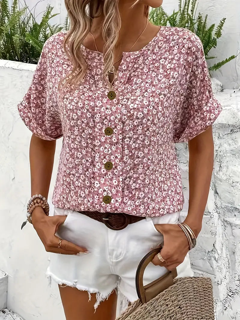 Katie | Women Summer Short Sleeve Button Top | The Bellemont Sisters Australia