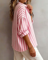 Deborah | Wide Striped Blouse with Collar | The Bellemont Sisters Australia