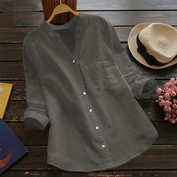 Jessica | Women Relaxed Fit Button Shirt Blouse – Gray | The Bellemont Sisters Australia