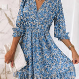 Keely | Elegant Floral Dress – Blue | The Bellemont Sisters Australia