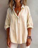 Deborah | Wide Striped Blouse with Collar | The Bellemont Sisters Australia