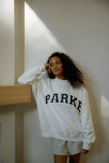 Varsity Sweatshirts and Hoodies – White with Navy Letters | The Bellemont Sisters Australia