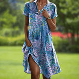 Sara | Elegant Flowing Dress – Blue | The Bellemont Sisters Australia