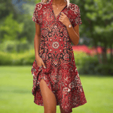 Sara | Elegant Flowing Dress – Red | The Bellemont Sisters Australia