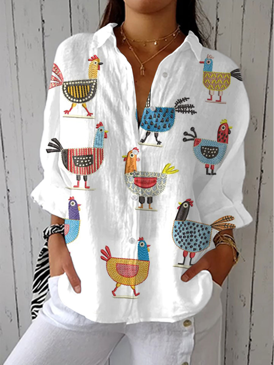 Helen – Playful Chicken Print Blouse | The Bellemont Sisters Australia