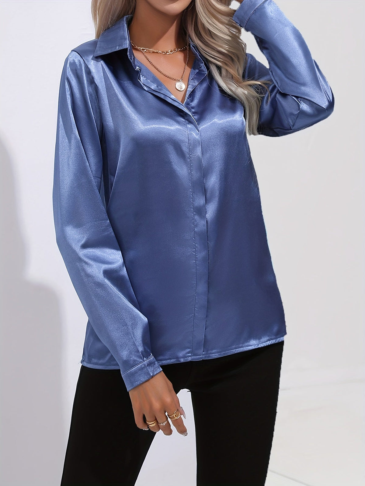 Sarah | Women’s Button Down Long Sleeve Satin Blouses | The Bellemont Sisters Australia