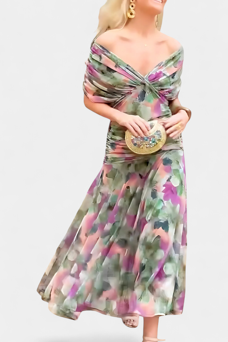 Alondra™ | Long Floral Dress with V-Neck | The Bellemont Sisters Australia