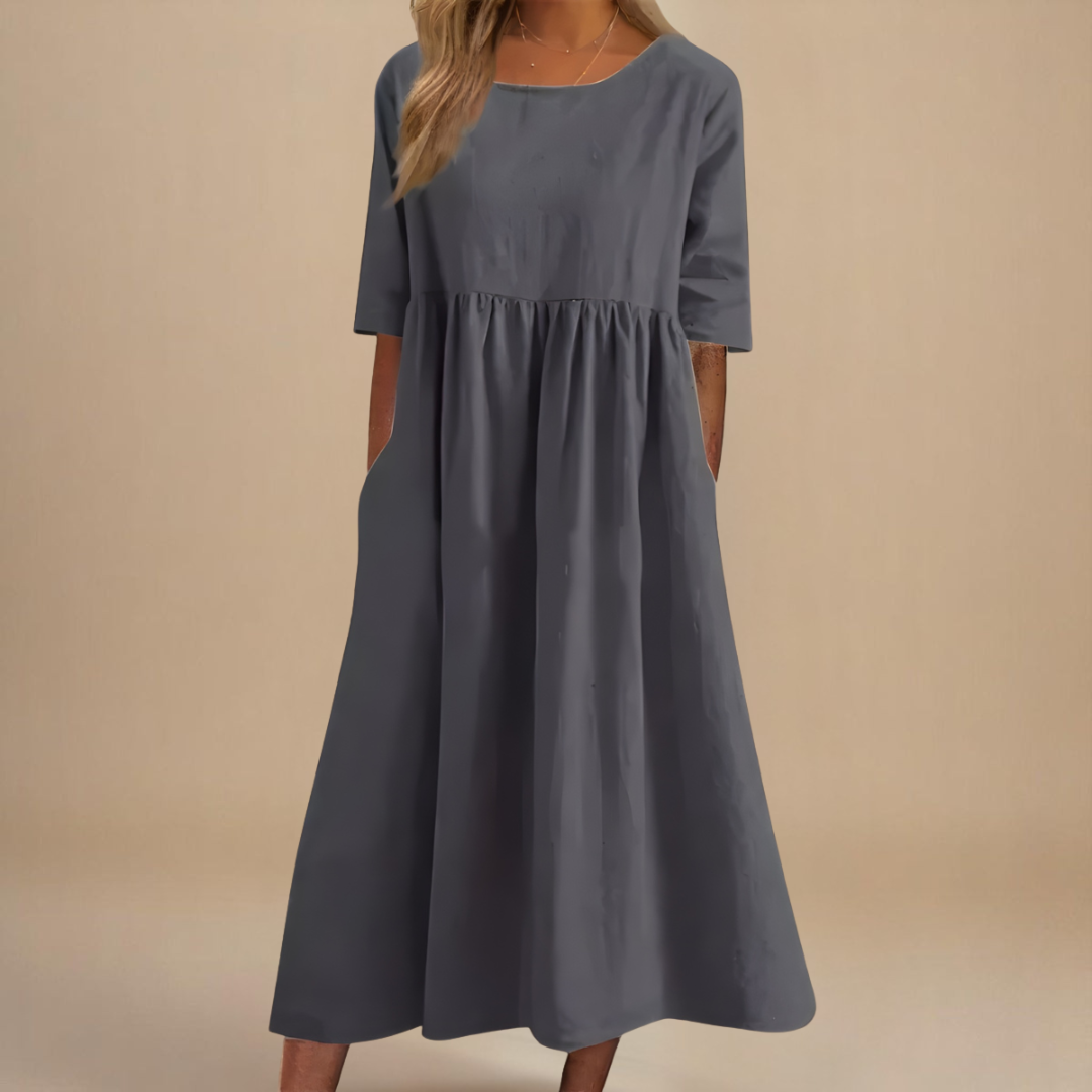 Faye | Flattering Dress – Gray | The Bellemont Sisters Australia