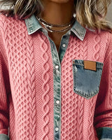 Long-Sleeve Shirt with Denim Patchwork | The Bellemont Sisters Australia
