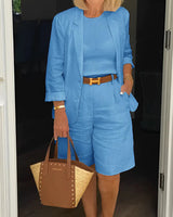 Riley - Stylish Two-Piece Suit Set – Blue | The Bellemont Sisters Australia