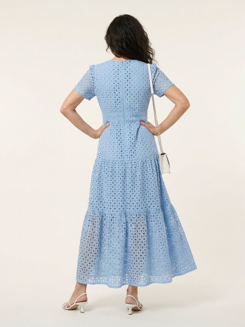 Brielle | V Neck Short Sleeve Tiered Midi Dress | The Bellemont Sisters Australia