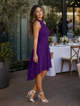 Iyla | Halter Neck Layered Hem Knee Length Dress | The Bellemont Sisters Australia
