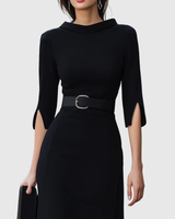 Blythewyn | Classic Black Midi Dress | The Bellemont Sisters Australia