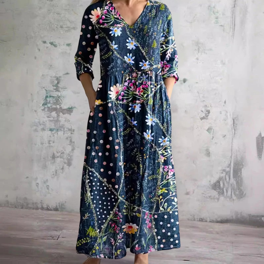 Linda™ | Floral Summer Dress – Navy | The Bellemont Sisters Australia