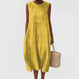 Teresa | Elegant Dress With Pockets – Light Yellow | The Bellemont Sisters Australia
