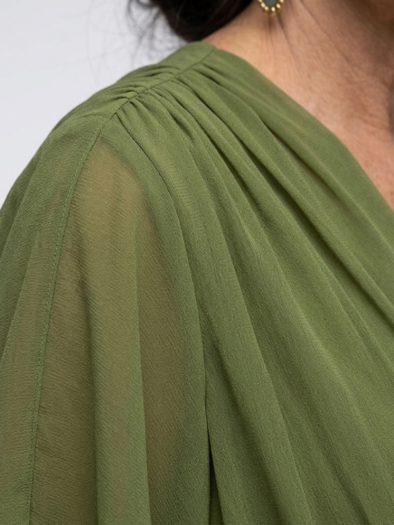 Elysia | V Neck Draped Waist Tie Midi Dress | The Bellemont Sisters Australia
