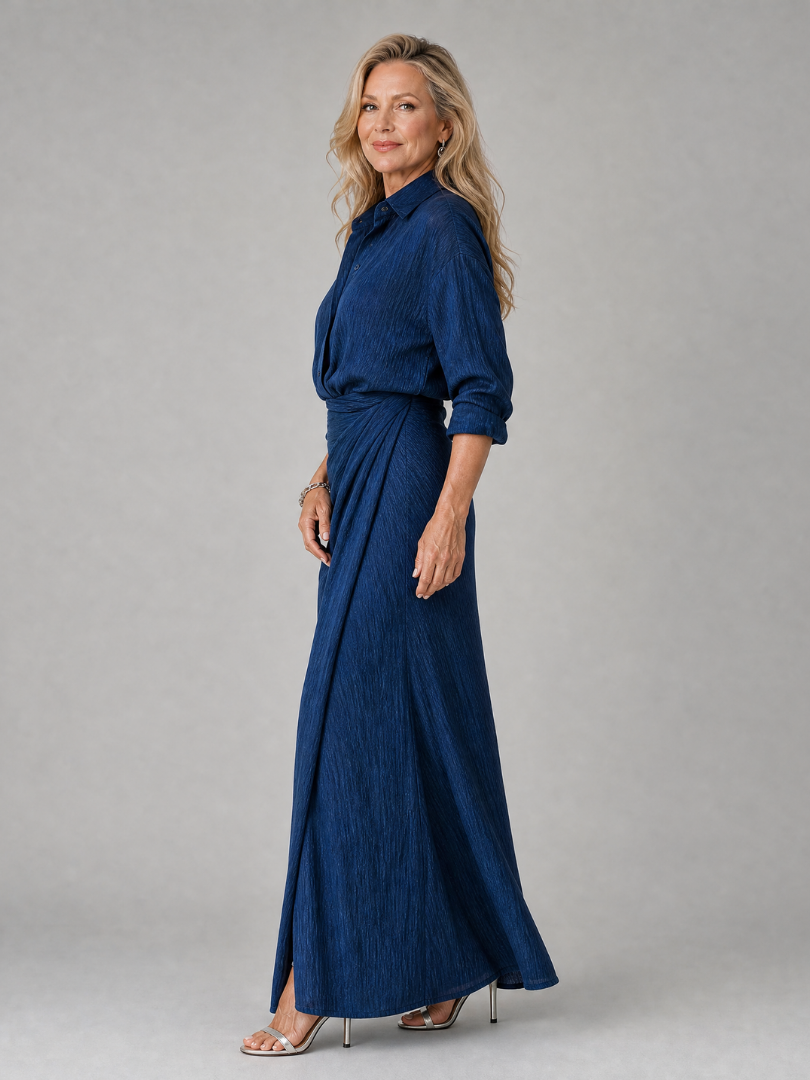 Mirque | Long Sleeve Wrap Front Maxi Dress | The Bellemont Sisters Australia