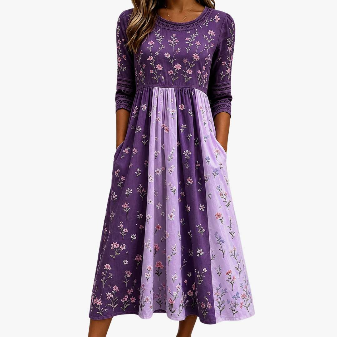 Lavender Wildflower Panel Midi Dress | The Bellemont Sisters Australia