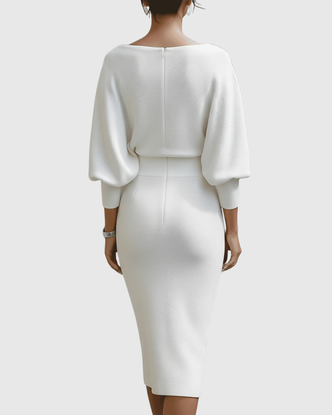 Ismeria | White Draped Batwing Midi Dress | The Bellemont Sisters Australia