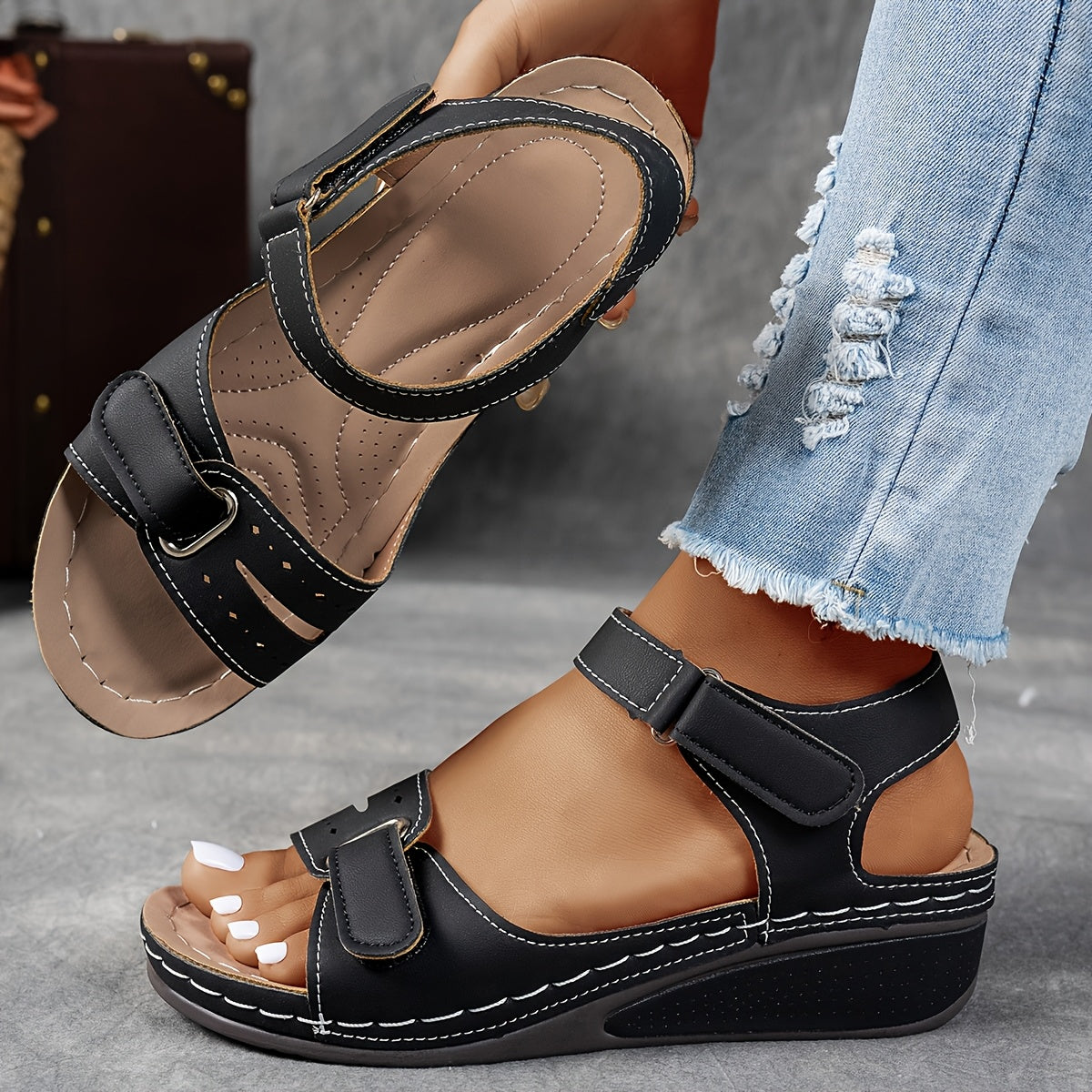 Janet | Orthopedic Comfort Flex Sandals – Black | The Bellemont Sisters Australia
