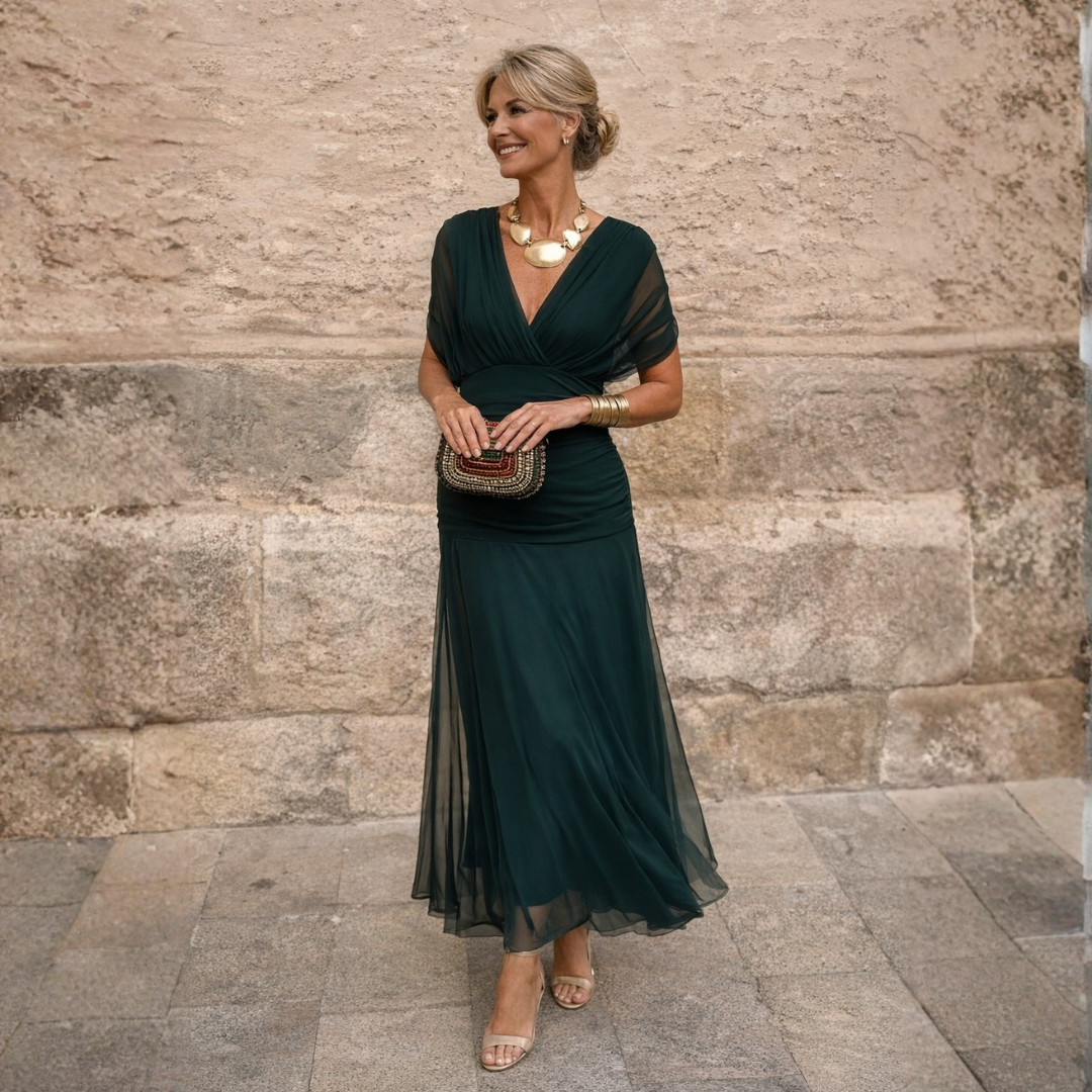 Mikaela - Off-Shoulder Maxi Dress – Dark Green | The Bellemont Sisters Australia