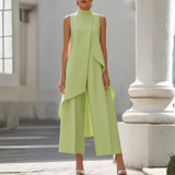 Viviana | Elegant Drop-Waist Jumpsuit – Sage Green | The Bellemont Sisters Australia