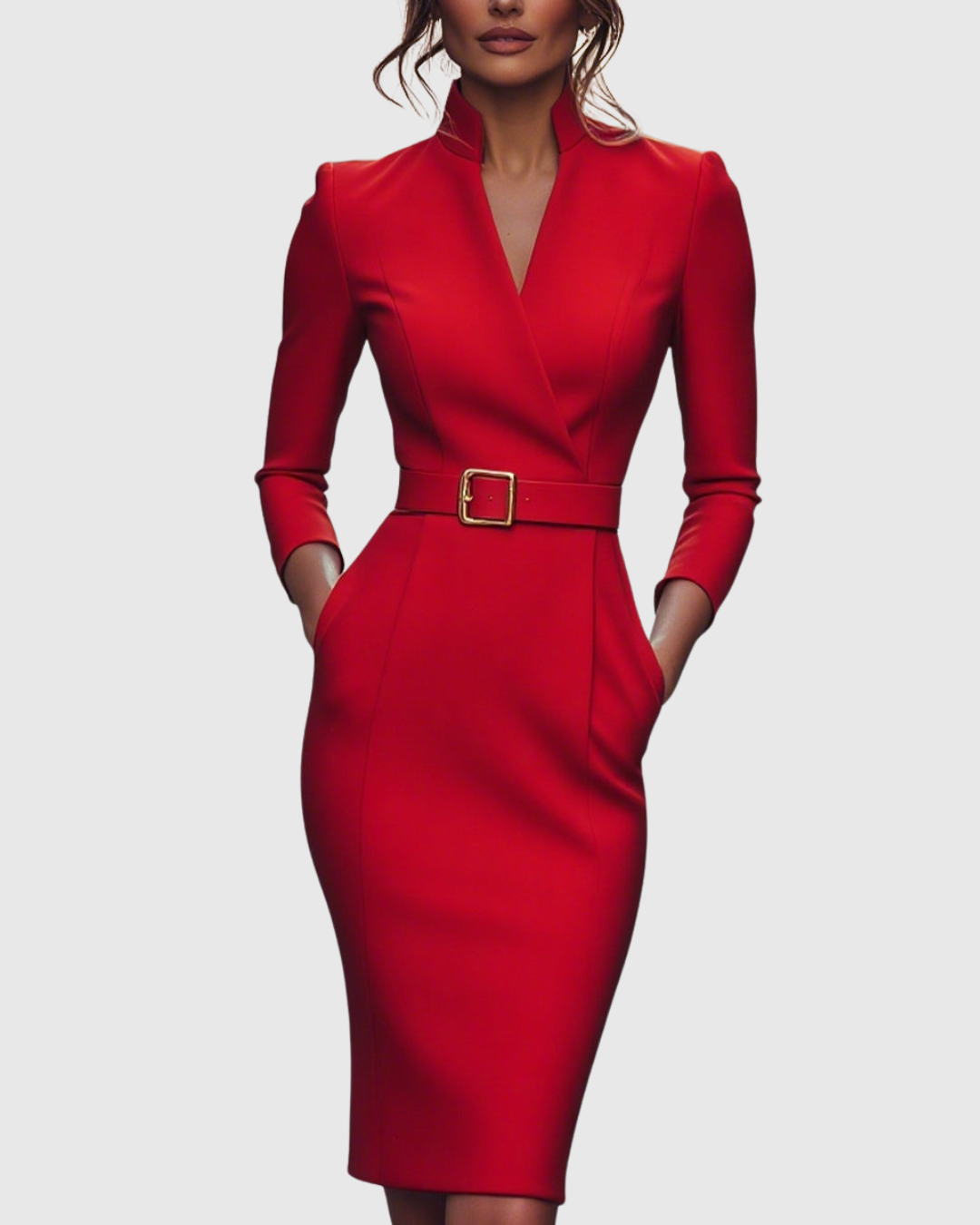 Claribel | Refined Midi Dress – Red | The Bellemont Sisters Australia