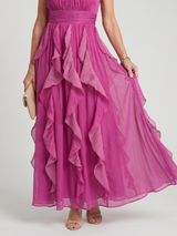 Orea | High Neck Gathered Ruffle Layers Maxi Dress | The Bellemont Sisters Australia