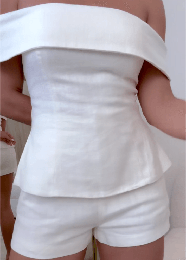 White Cotton and Linen Two-piece Suit – White | The Bellemont Sisters Australia