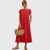 Fenella | Comfortable Midi Dress – Red | The Bellemont Sisters Australia